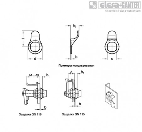 Открывающие ручки для замков GN 115.1/GN 115.6/GN 115/GN 115.8/GN 119/GN 516/GN 516.1/GN 516.5 GN 120.1 – Чертеж 1