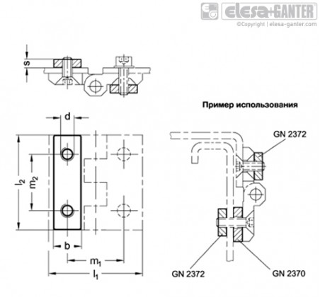 Подкладные пластины из нержавеющей стали с резьбовыми отверстиями для петель GN 237, GN 337, CFMY и CFM GN 2372 – Чертеж 1