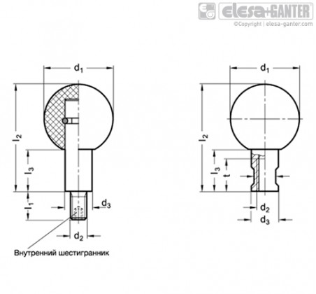 Вращающиеся шарообразные ручки GN 319.2 – Чертеж 1