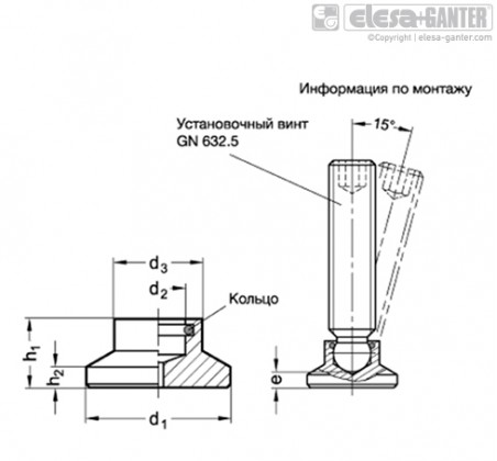 Упорні подушки з нержавіючої сталі для гвинтів GN 632.5 GN 631.5 – Креслення 1