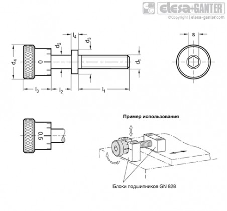 Регулировочные винты со шкалой из нержавеющей стали GN 827 – Чертеж 1