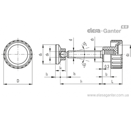 Ручки з рифленням із завзятою рухомою накладкою фіксації BT-SST-p-SV – Креслення 1