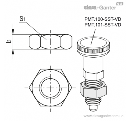 Контргайки для стопорних фіксаторів PMT.100-SST-VD та PMT.101-SST-VD, що візуально помітні NTT-VD – Креслення 1